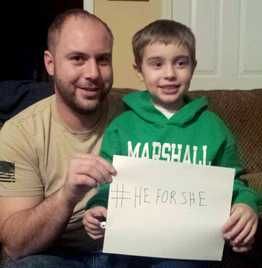 Veteran, father, coach and HeForShe supporter Tim Brooks with his son Austin