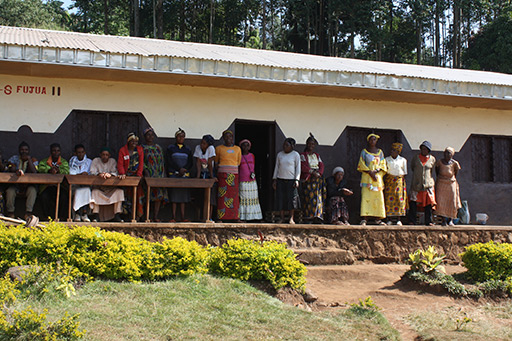 Children, parents, and grandparents attend a HeForShe event in Cameroon